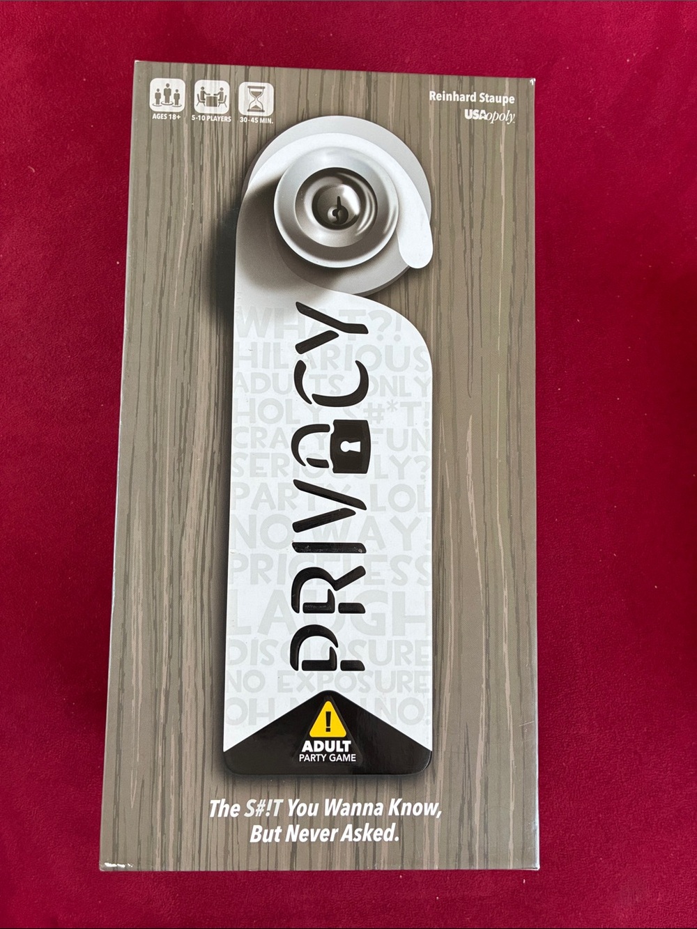 Privacy- Adult Party Game - White Door Hanger Edition